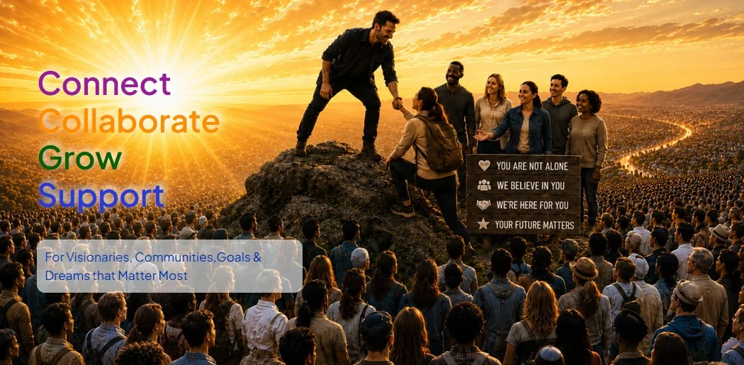 Connect, Collaborate, Grow and Support — For Visionaries, Communities, Goals and Dreams that Matter Most